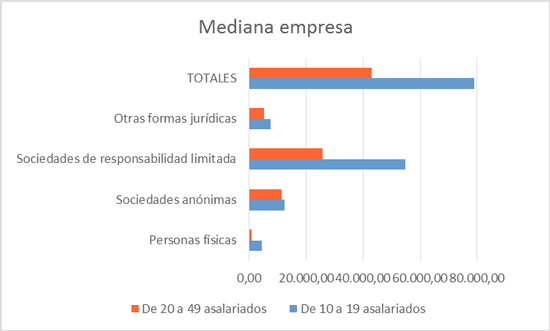 Gr�fico de la mediana empresa espa�ola a finales de 2012 (Fuente INE)